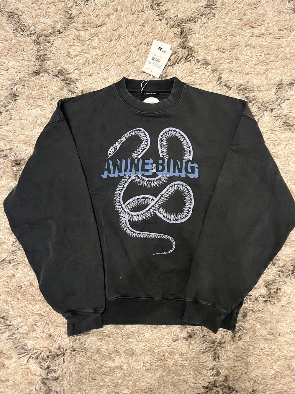 Anine Bing Harvey Crew sweatshirt. Washed black. Oversized. New with tags.
